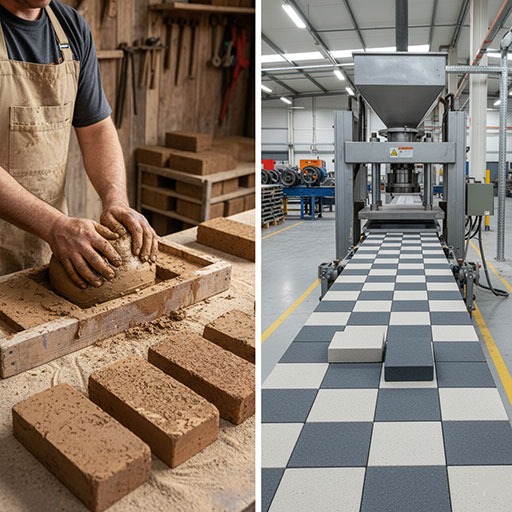 مقایسه روش تولید آجر کف فرش سنتی و آجر کف فرش پرسی